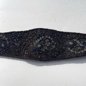 Boho beaded belt 36” brown metallic